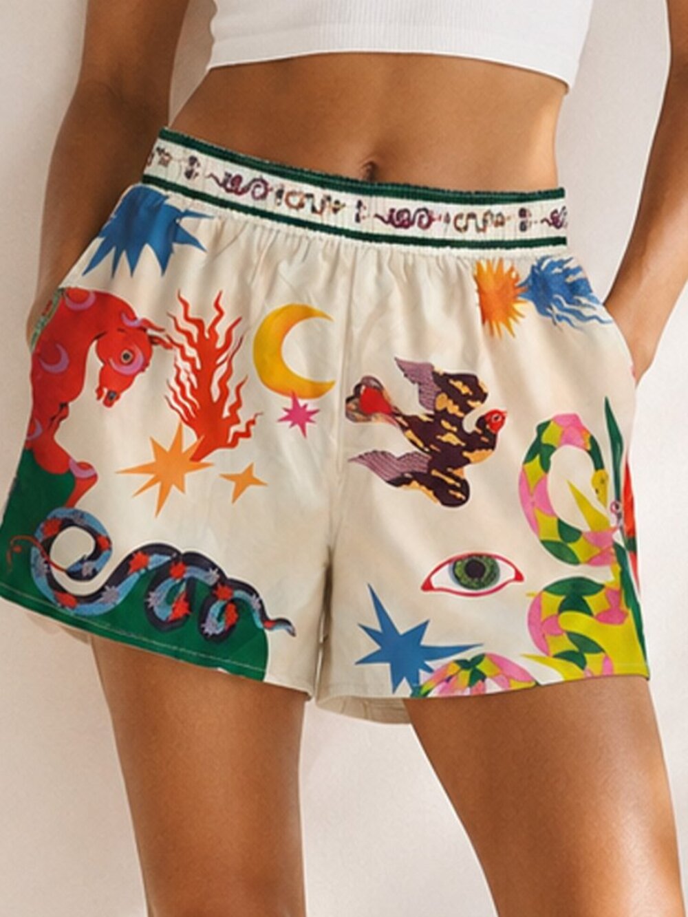 Commense Abstract Art Print Shorts